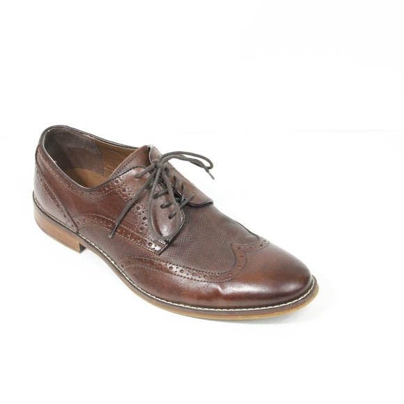 La Milano Mens Brown Dress Shoe sz 12 Wingtip Oxford Leather - Picture 2 of 9